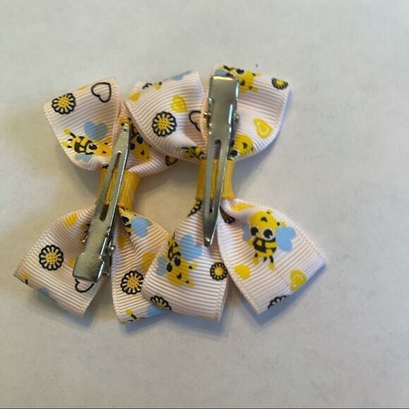 Bow pair hair bows accessories Honey bee love NEW - Picture 5 of 14